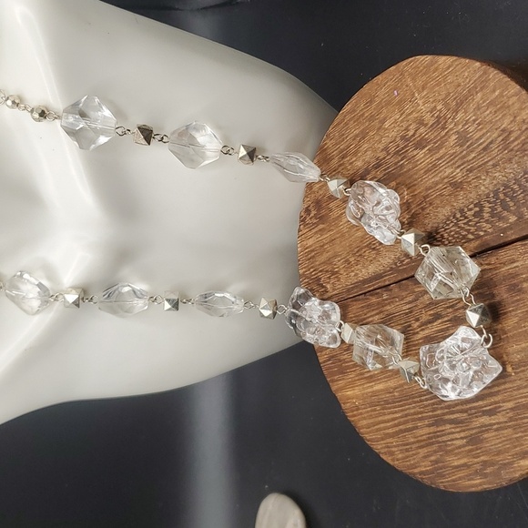 Super clear crystal beaded ice necklace vintage N3308 - Picture 1 of 4